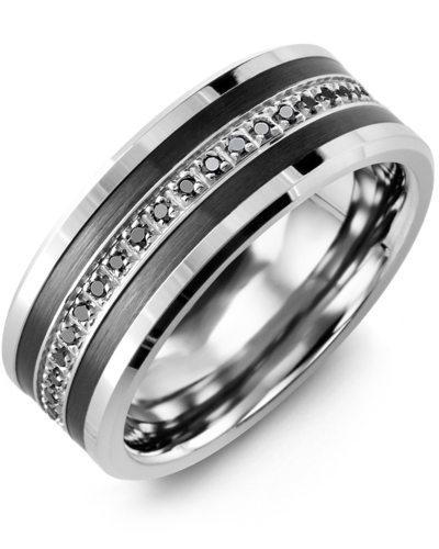 Men's & Women's White Gold & Black Ceramic + 21 Black Diamonds 0.21ct Wedding Band from MADANI Rings. Wedding bands, fashion rings, promise rings, made of Tungsten, Ceramic, Cobalt, and Gold. View the collection at madanirings.com
