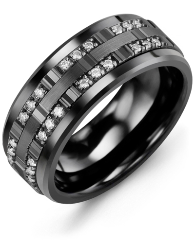 Men's & Women's Black Ceramic & Black Gold + 24 Diamonds 0.24ct Wedding Band from MADANI Rings. Wedding bands, fashion rings, promise rings, made of Tungsten, Ceramic, Cobalt, and Gold. View the collection at madanirings.com