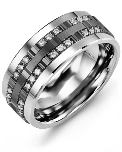 Men's & Women's Cobalt & Black Gold + 24 Diamonds 0.24ct Wedding Band