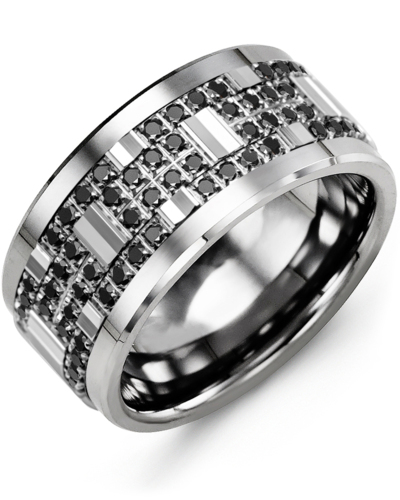 Men's & Women's Tungsten & White Gold + 56 Black Diamonds 0.56ct Wedding Band from MADANI Rings. Wedding bands, fashion rings, promise rings, made of Tungsten, Ceramic, Cobalt, and Gold. View the collection at madanirings.com