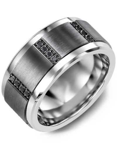 Men's & Women's Tungsten & Black Gold + 6 Black Diamonds 0.12ct Wedding Band from MADANI Rings. Wedding bands, fashion rings, promise rings, made of Tungsten, Ceramic, Cobalt, and Gold. View the collection at madanirings.com