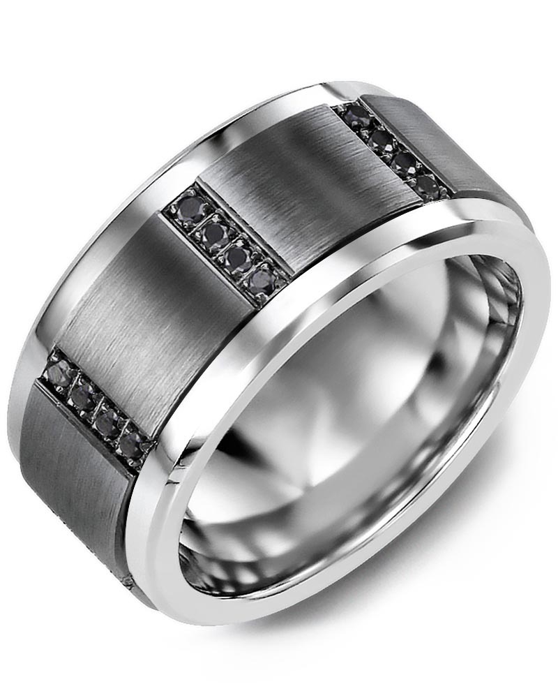 Men's & Women's Tungsten & Black Gold + 6 Black Diamonds 0.12ct Wedding Band from MADANI Rings. Wedding bands, fashion rings, promise rings, made of Tungsten, Ceramic, Cobalt, and Gold. View the collection at madanirings.com