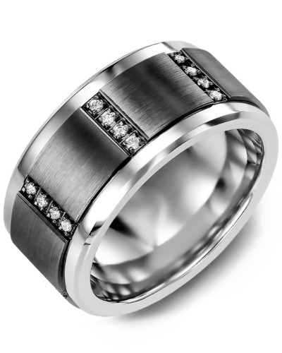 Men's & Women's Cobalt & Black Gold + 32 Diamonds 0.32ct Wedding Band