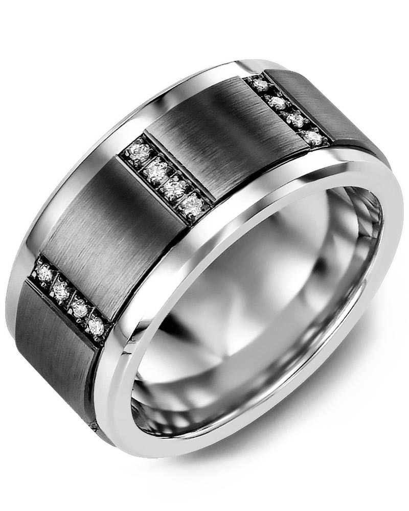 Men's & Women's Cobalt & Black Gold + 32 Diamonds 0.32ct Wedding Band