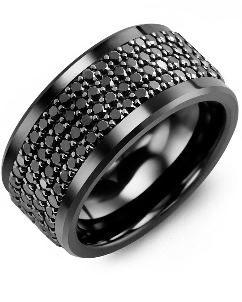 Men's & Women's Black Ceramic & Black Gold + 160 Diamonds 3.20ct Wedding Band from MADANI Rings. Wedding bands, fashion rings, promise rings, made of Tungsten, Ceramic, Cobalt, and Gold. View the collection at madanirings.com