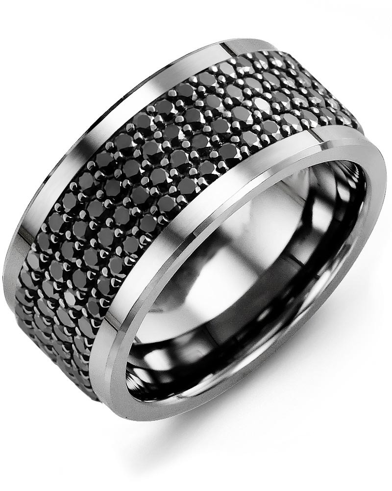 Men's & Women's Cobalt & Black Gold + 160 Diamonds 3.20ct Wedding Band