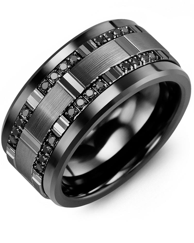 Men's & Women's Black Ceramic & Black Gold + 24 Black Diamonds 0.24ct Wedding Band from MADANI Rings. Wedding bands, fashion rings, promise rings, made of Tungsten, Ceramic, Cobalt, and Gold. View the collection at madanirings.com