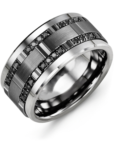 Men's & Women's Tungsten & Black Gold + 24 Black Diamonds 0.24ct Wedding Band