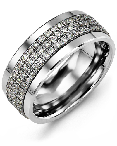 Men's & Women's Tungsten & White Gold + 135 Lab Grown Diamonds 1.35ct Wedding Band