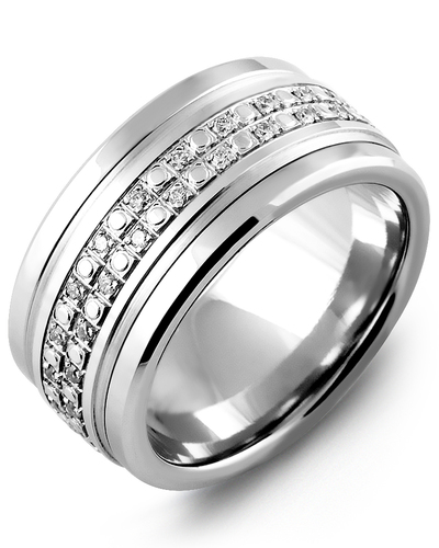 Men's & Women's Tungsten & White Gold + 42 Lab Grown Diamonds 0.42ct Wedding Band