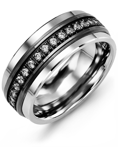 Men's & Women's Cobalt & Black Gold + 17 Lab Grown Diamonds 0.34ct Wedding Band