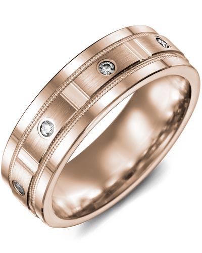 Men's & Women's Rose Gold + 8 Lab Grown Diamonds 0.16ct Wedding Band