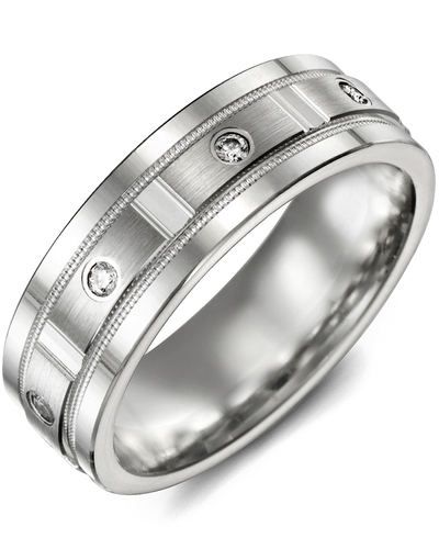 Men's & Women's Sterling Silver & Sterling Silver + 8 Lab Grown Diamonds 0.16ct Wedding Band