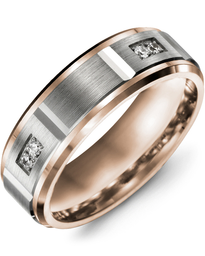 Men's & Women's Rose Gold & White Gold + 8 Lab Grown Diamonds 0.16ct Wedding Band