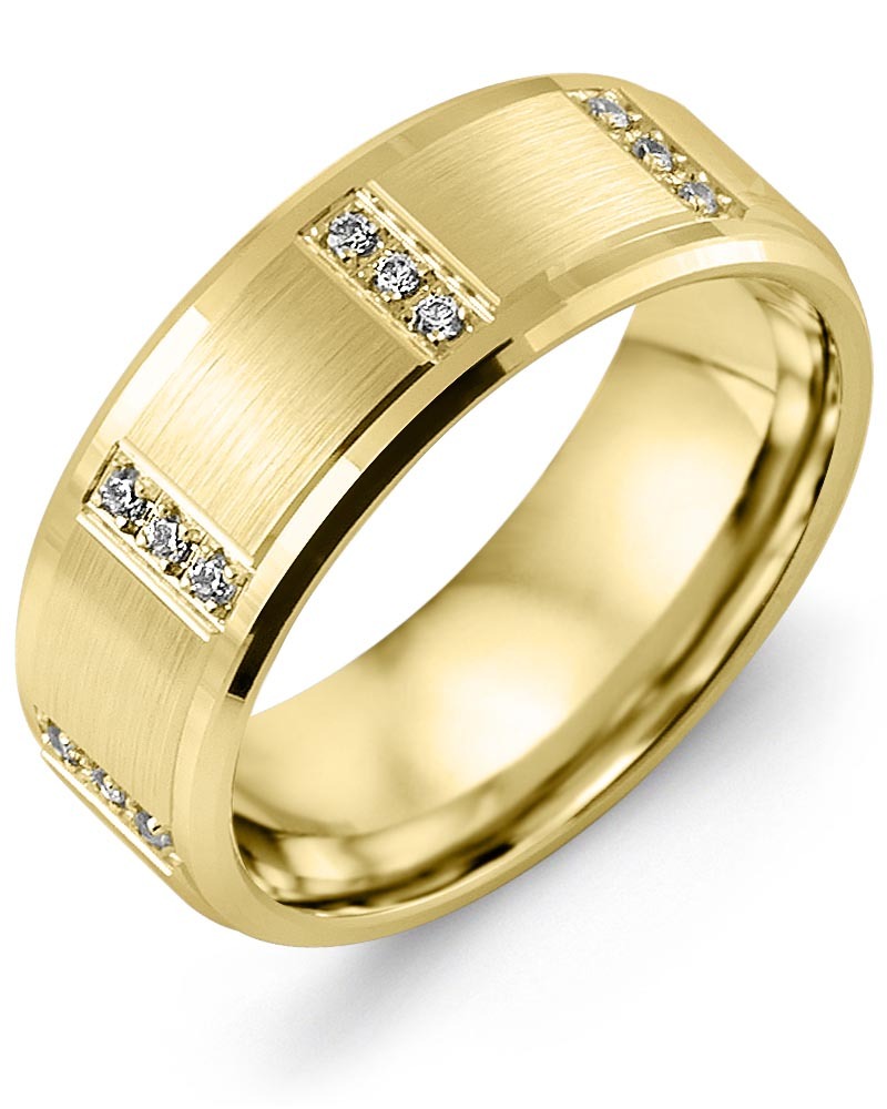 Men's & Women's Yellow Gold + 12 Lab Grown Diamonds 0.12ct Wedding Band