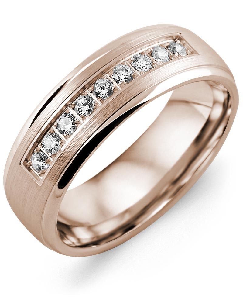 Men's & Women's Rose Gold + 9 Lab Grown Diamonds 0.27ct Wedding Band