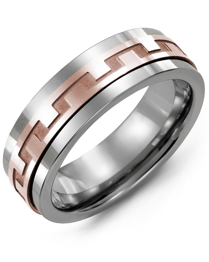 Men's & Women's Cobalt & Rose Gold Wedding Band