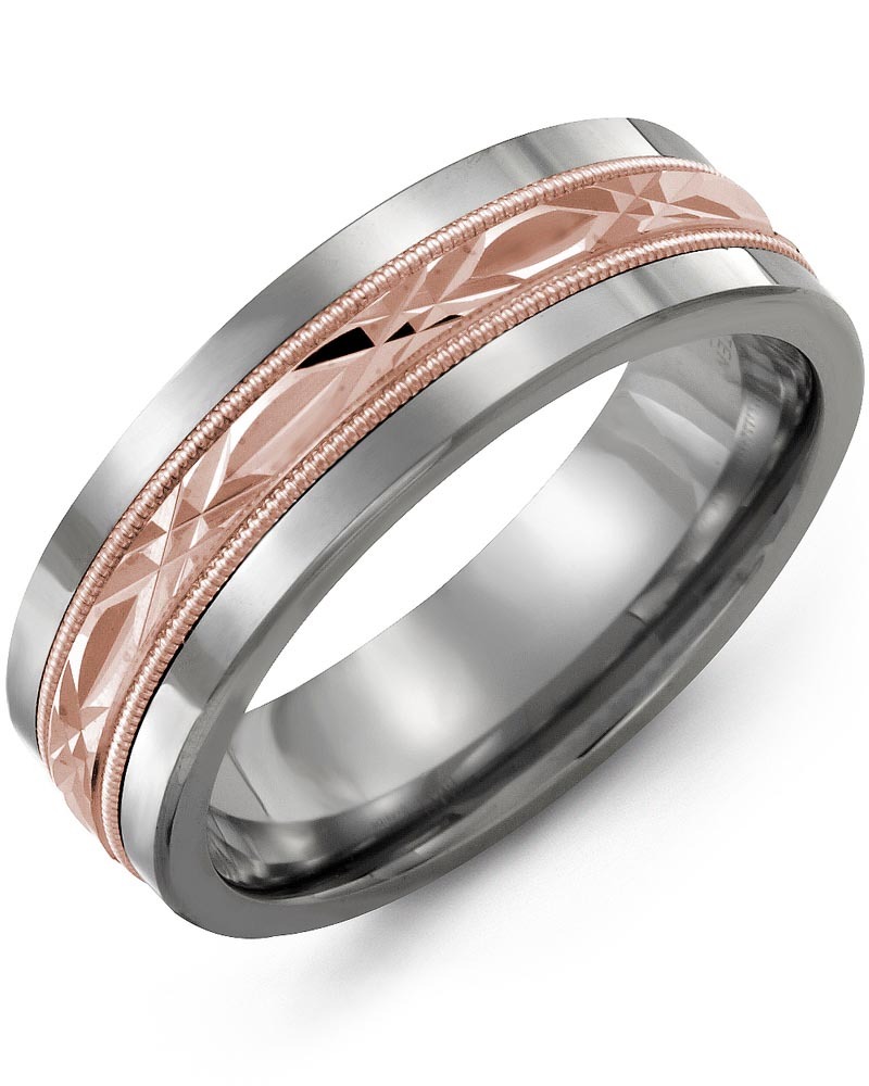 Men's & Women's Tungsten & Rose Gold Wedding Band