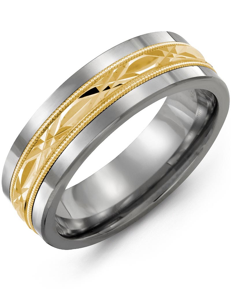 Men's & Women's Tungsten & Yellow Gold Wedding Band