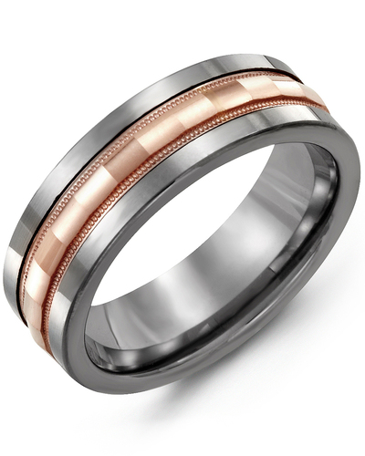 Men's & Women's Tungsten & Rose Gold Wedding Band from MADANI Rings. Wedding bands, fashion rings, promise rings, made of Tungsten, Ceramic, Cobalt, and Gold. View the collection at madanirings.com