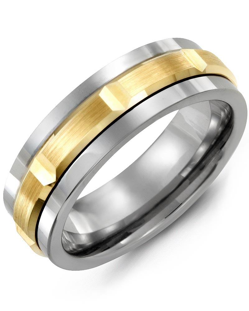 Men's & Women's Tungsten & Yellow Gold Wedding Band