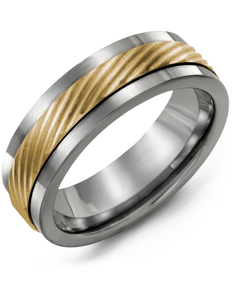 Men's & Women's Tungsten & Yellow Gold Wedding Band