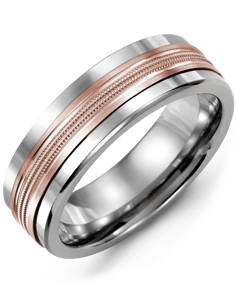 Men's & Women's Cobalt & Rose Gold Wedding Band