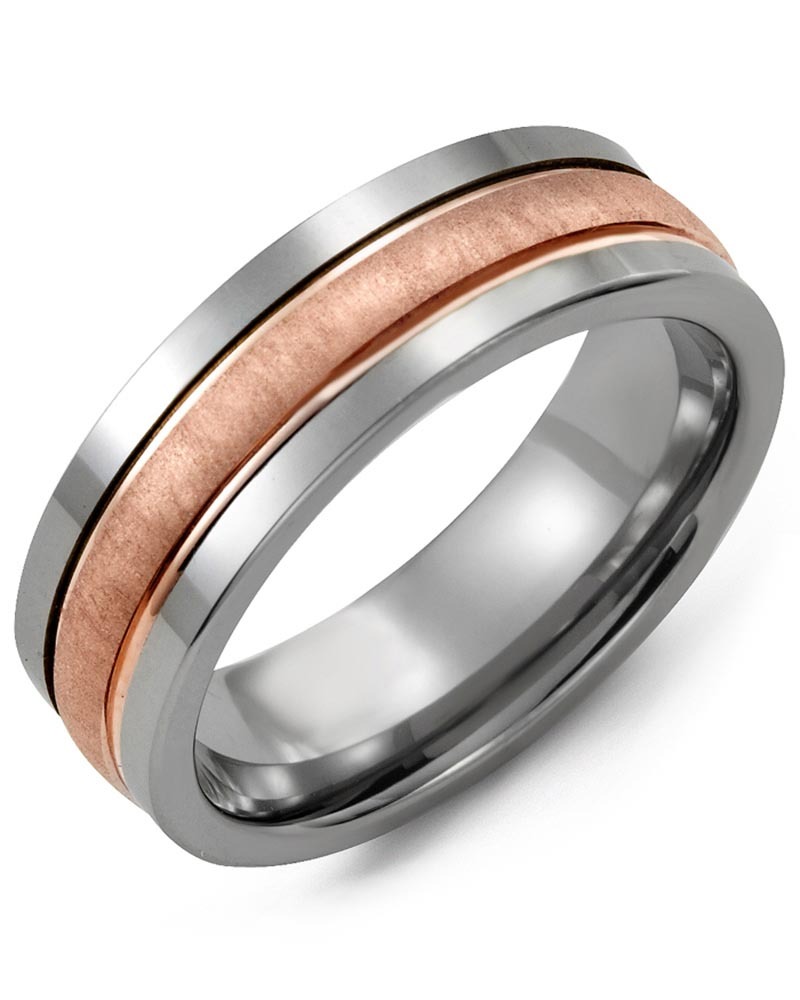 Men's & Women's Tungsten & Rose Gold Wedding Band