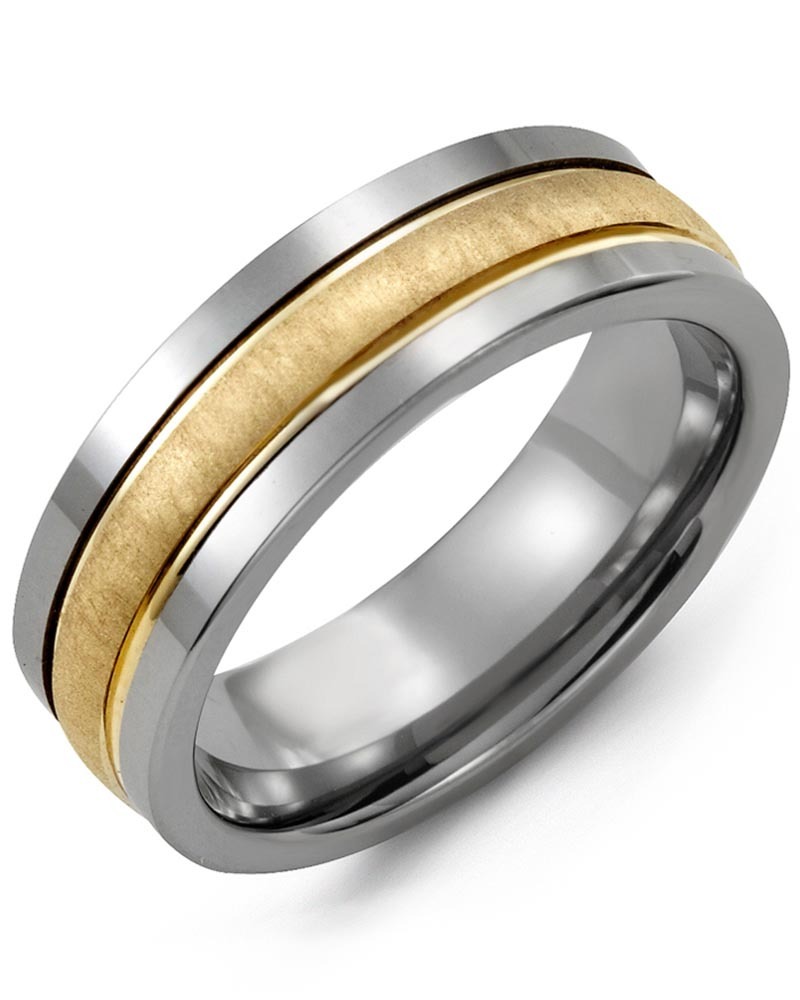Men's & Women's Tungsten & Yellow Gold Wedding Band