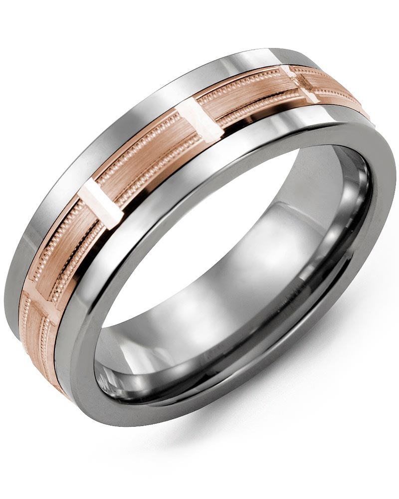 Men's & Women's Tungsten & Rose Gold Wedding Band