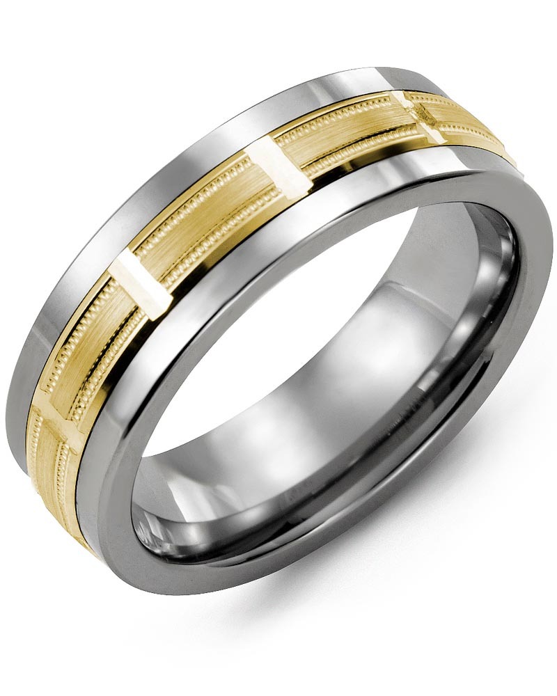 Men's & Women's Tungsten & Yellow Gold Wedding Band