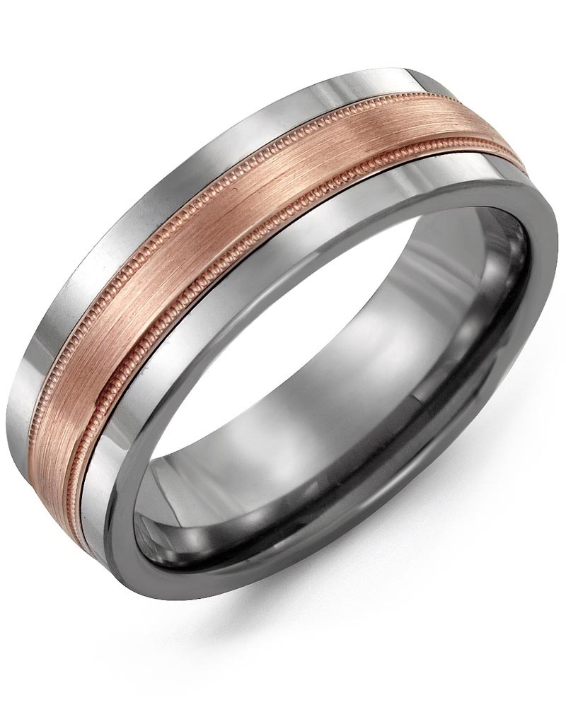 Men's & Women's Tungsten & Rose Gold Wedding Band
