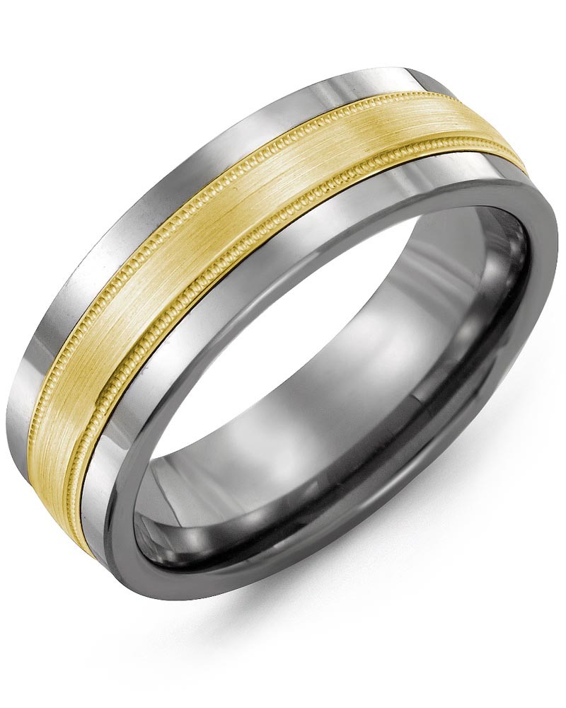 Men's & Women's Tungsten & Yellow Gold Wedding Band