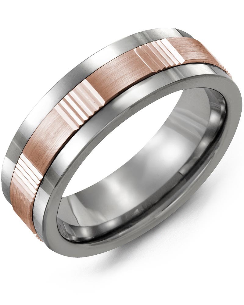Men's & Women's Cobalt & Rose Gold Wedding Band from MADANI Rings. Wedding bands, fashion rings, promise rings, made of Tungsten, Ceramic, Cobalt, and Gold. View the collection at madanirings.com