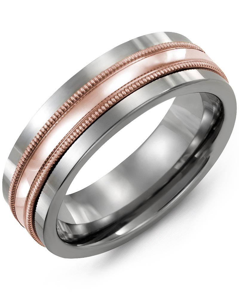 Men's & Women's Tungsten & Rose Gold Wedding Band