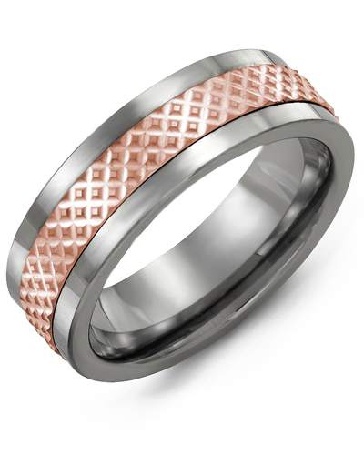 Men's & Women's Tungsten & Rose Gold Wedding Band from MADANI Rings. Wedding bands, fashion rings, promise rings, made of Tungsten, Ceramic, Cobalt, and Gold. View the collection at madanirings.com