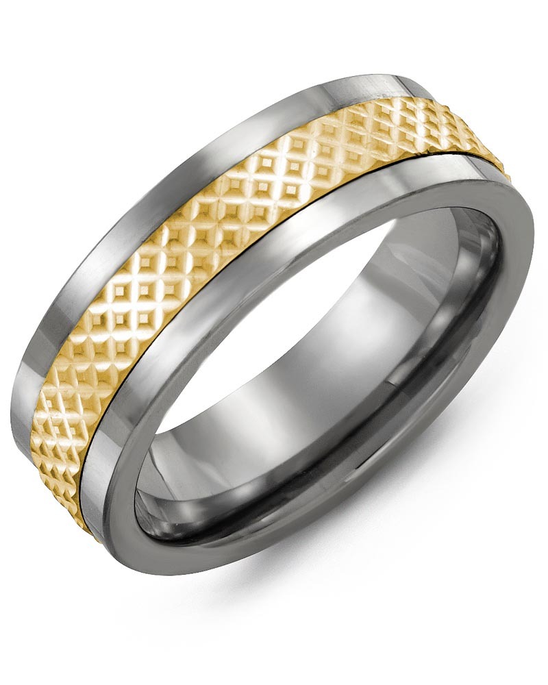 Men's & Women's Tungsten & Yellow Gold Wedding Band