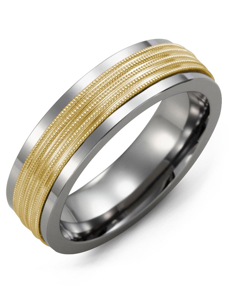 Men's & Women's Tungsten & Yellow Gold Wedding Band