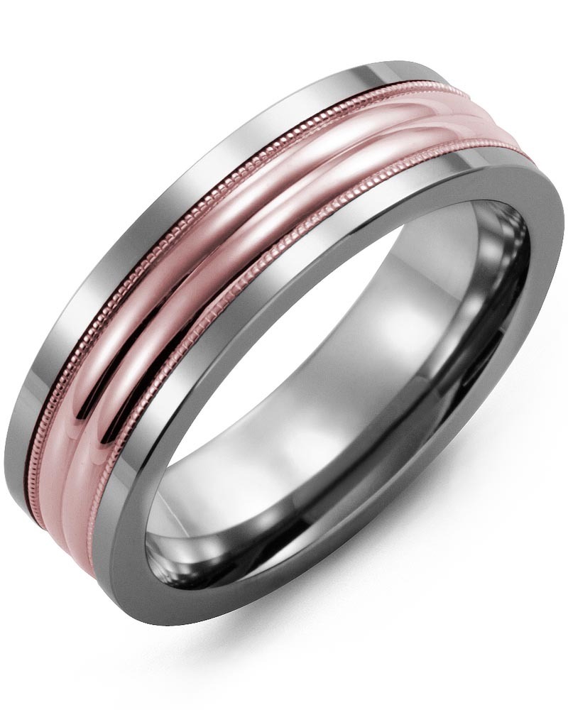 Men's & Women's Cobalt & Rose Gold Wedding Band