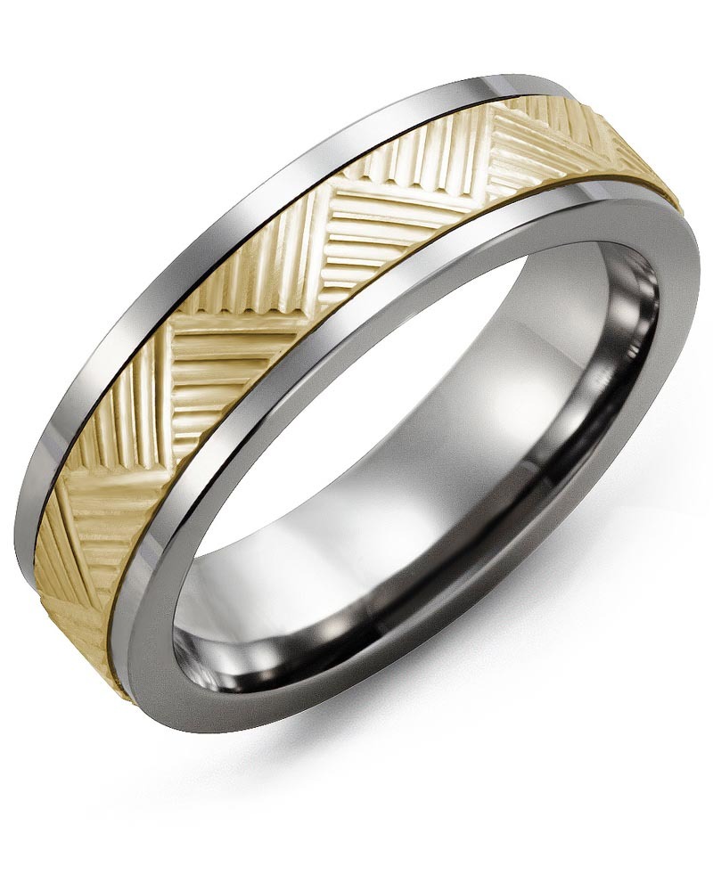 Men's & Women's Tungsten & Yellow Gold Wedding Band