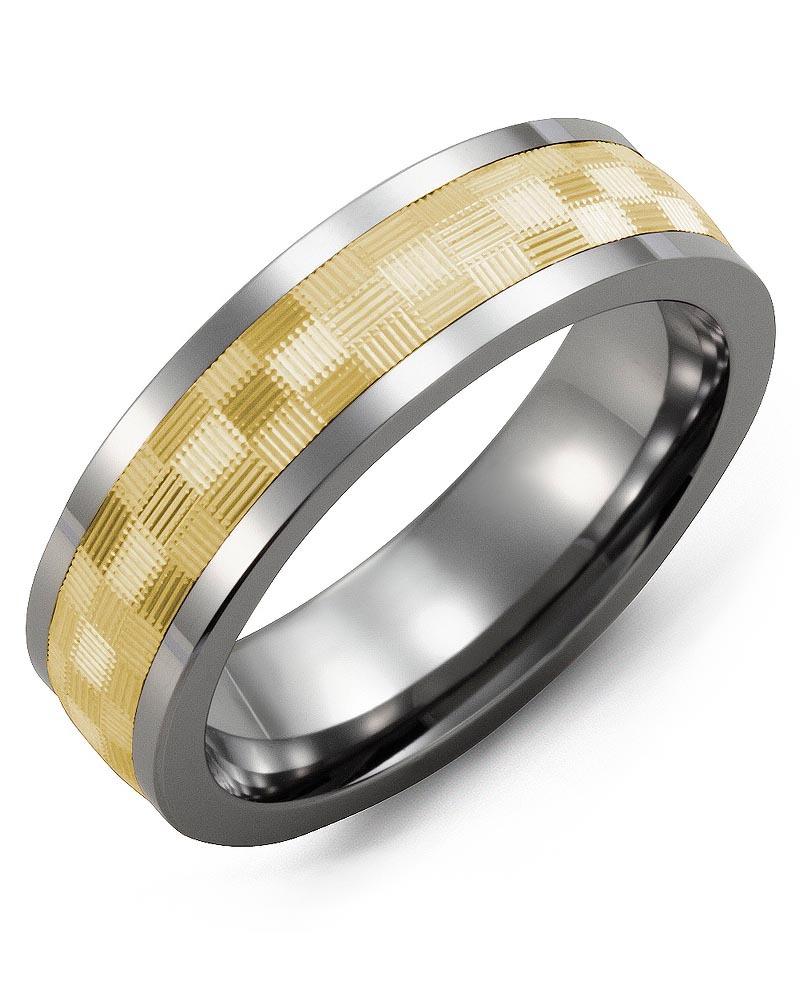 Men's & Women's Tungsten & Yellow Gold Wedding Band