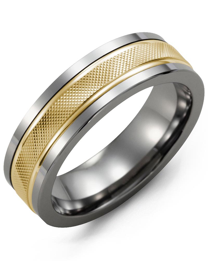 Men's & Women's Tungsten & Yellow Gold Wedding Band