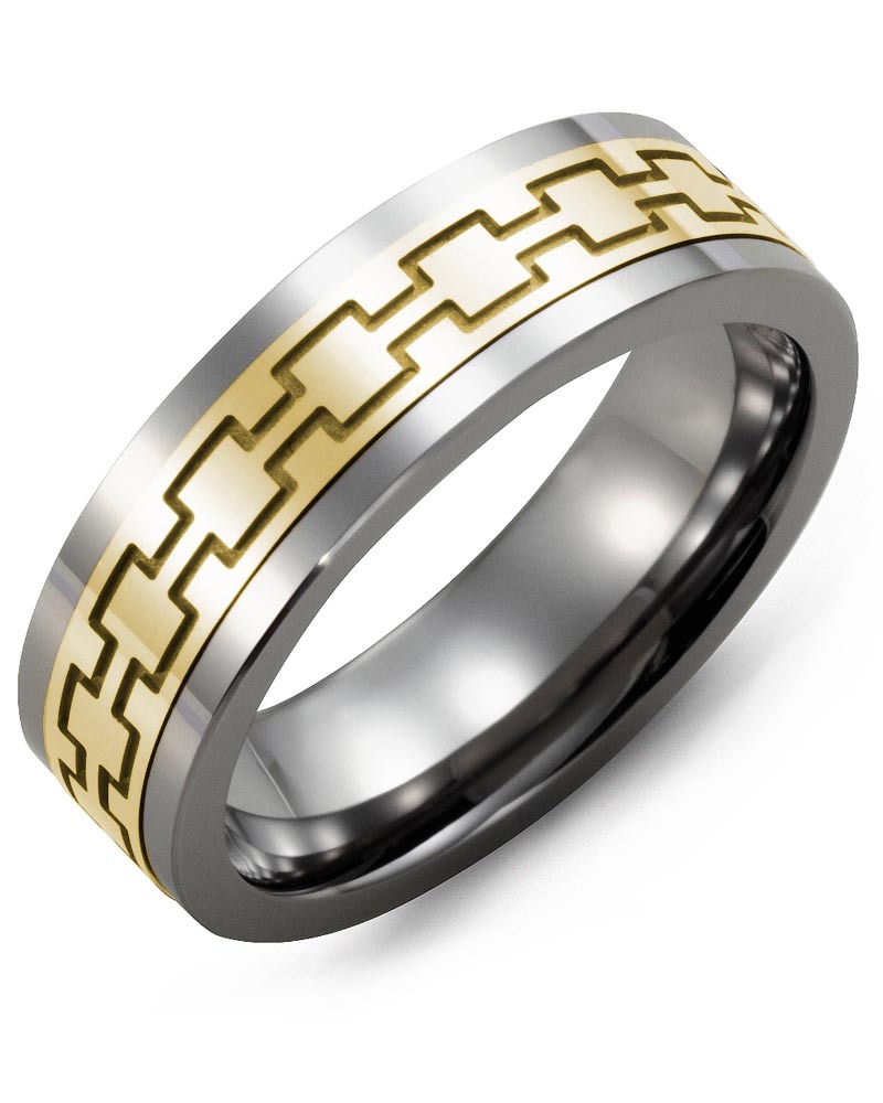 Men's & Women's Tungsten & Yellow Gold Wedding Band