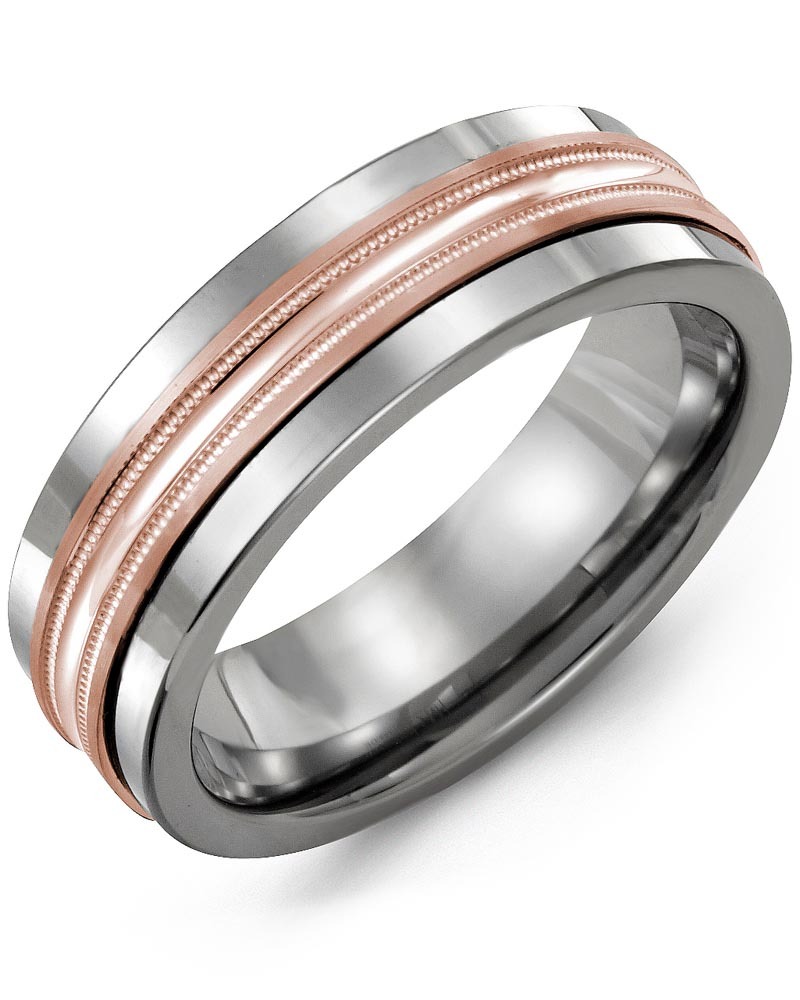 Men's & Women's Cobalt & Rose Gold Wedding Band