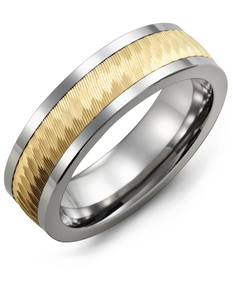 Men's & Women's Tungsten & Yellow Gold Wedding Band