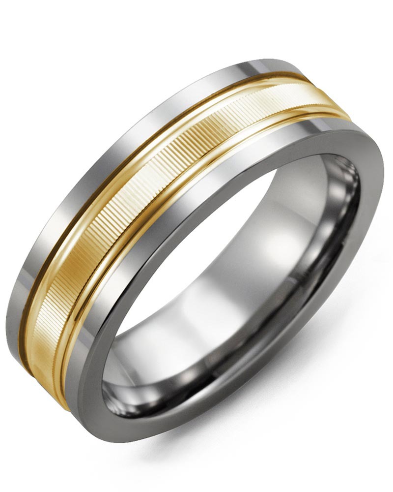 Men's & Women's Tungsten & Yellow Gold Wedding Band