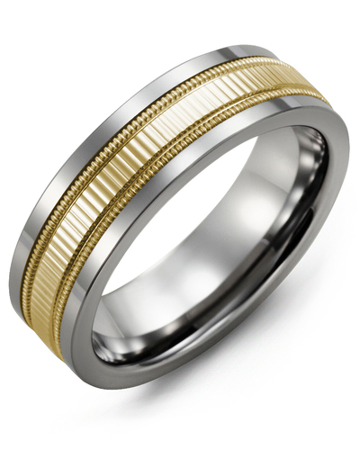 Men's & Women's Tungsten & Yellow Gold Wedding Band from MADANI Rings. Wedding bands, fashion rings, promise rings, made of Tungsten, Ceramic, Cobalt, and Gold. View the collection at madanirings.com