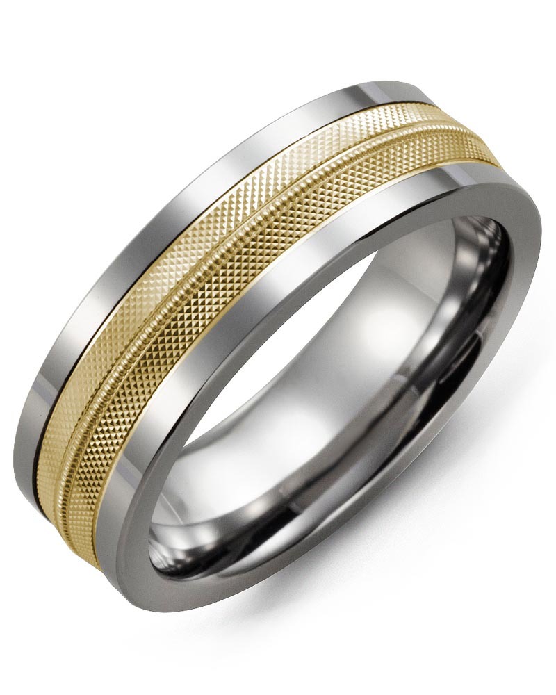 Men's & Women's Tungsten & Yellow Gold Wedding Band
