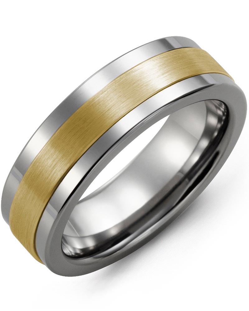 Men's & Women's Tungsten & Yellow Gold Wedding Band