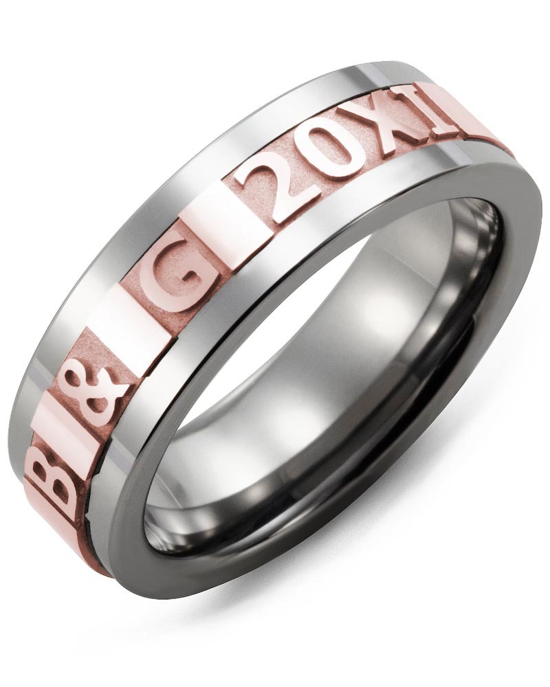 Men's & Women's Cobalt & Rose Gold Wedding Band